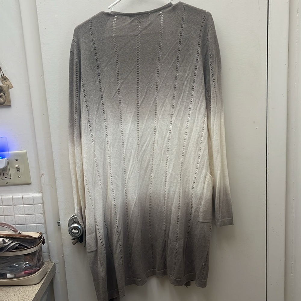 My Tribe Long Open Front With Pockets Ombré Cardigan Size Large - Picture 9 of 15